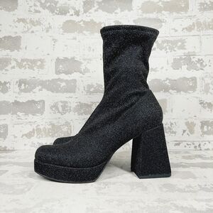 New Abound Steffie Platform Bootie In Black Glitter D249